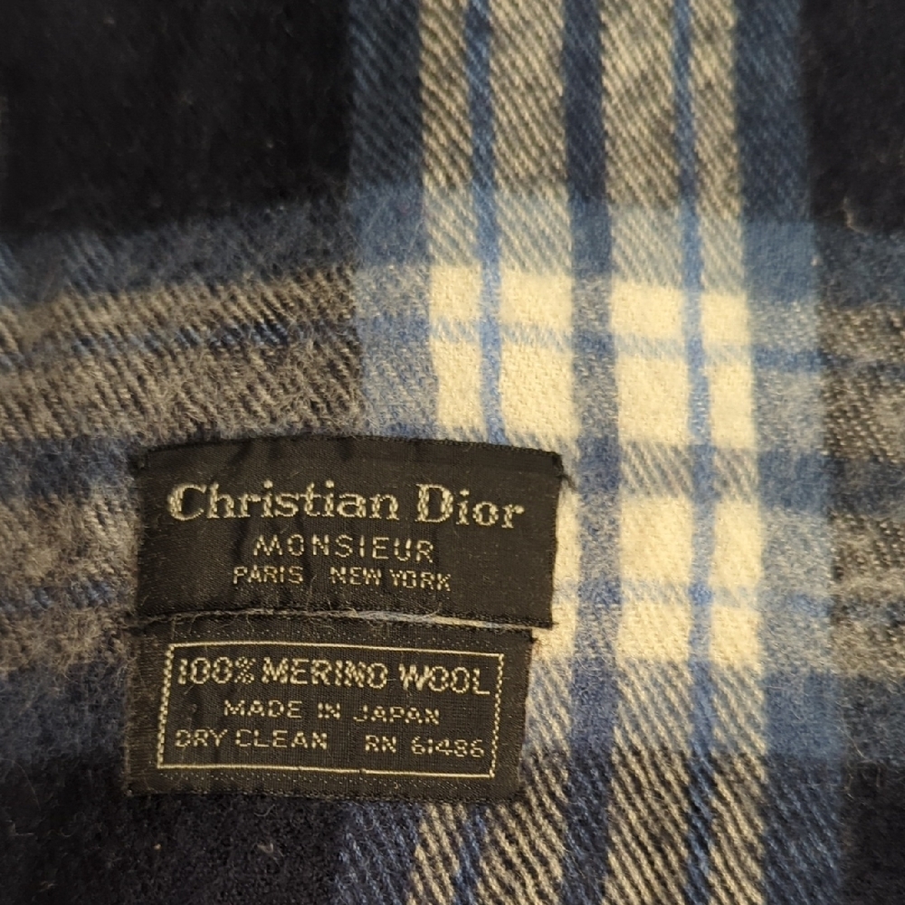 Dior Blue and White Wool Scarf - Picture 2 of 5